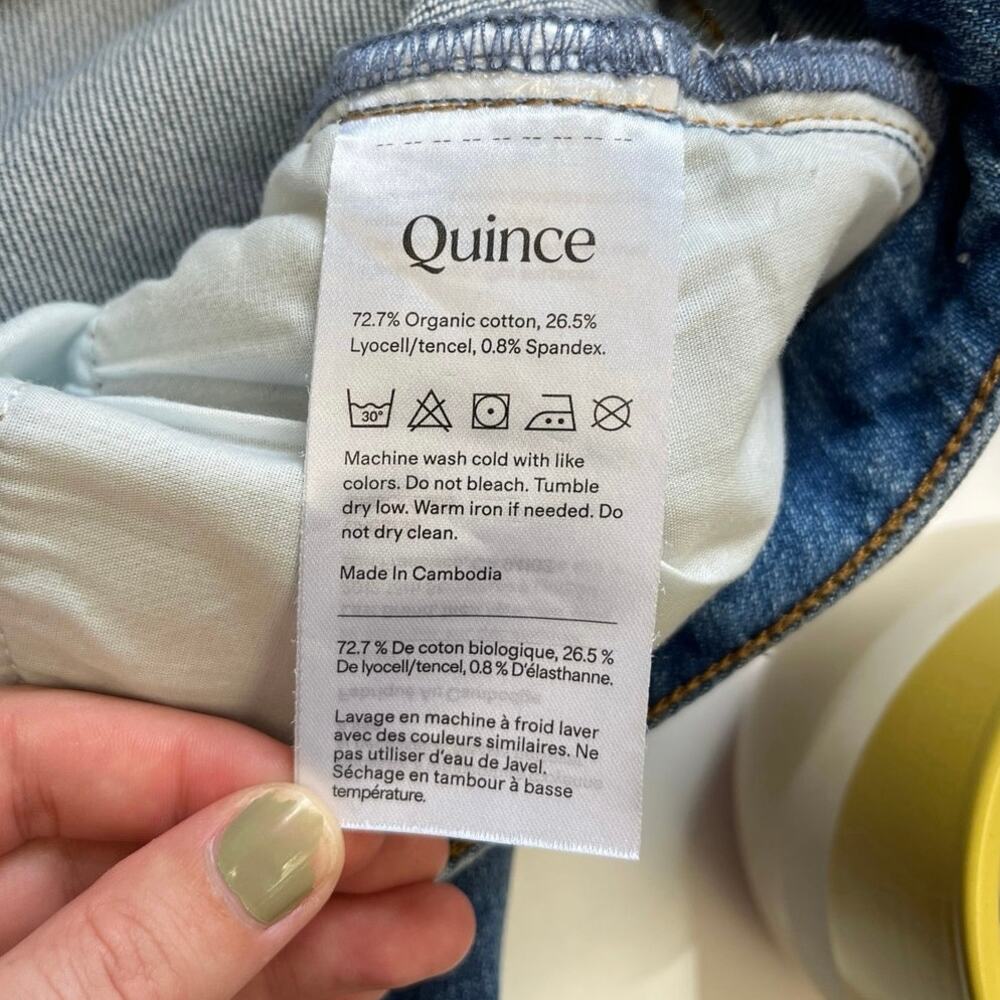 Quince Bella Stretch Barrel Jeans High Rise Atlantic Blue Organic Cotton Size 29 - Picture 8 of 11